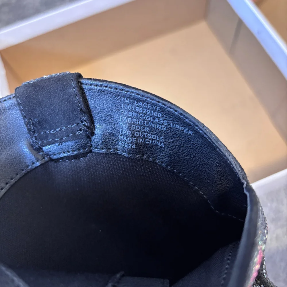 Wild Pair Size 7 Black Lacey Floral Crystal Bling Cowboy Boots / Booties NIB - Picture 12 of 13